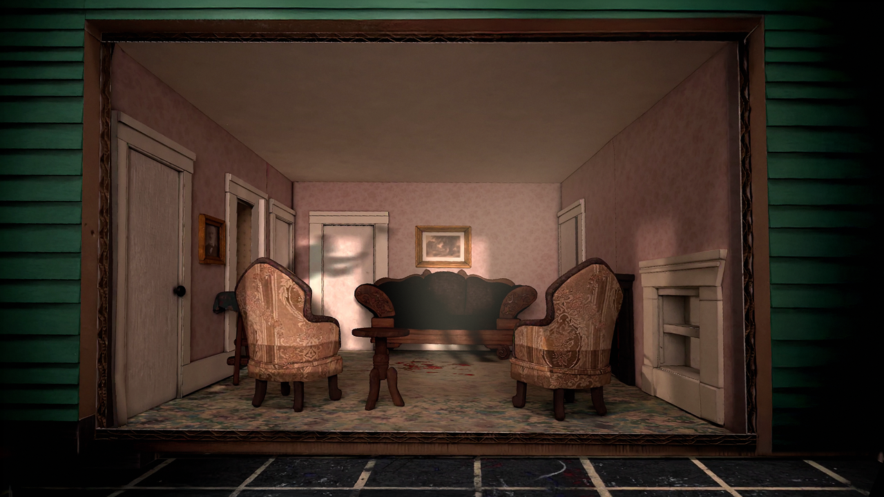 Inside the Borden house parlor, reconstructed at full scale in VR